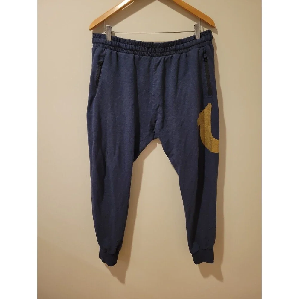 True Religion Loungewear Jogger Sweatpants Navy Logo Zip Pocket Men's XL